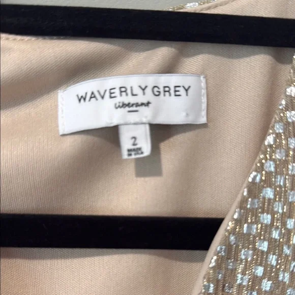 Anthropologie Gold Sequin Wrap Mini Dress - Picture 2 of 3